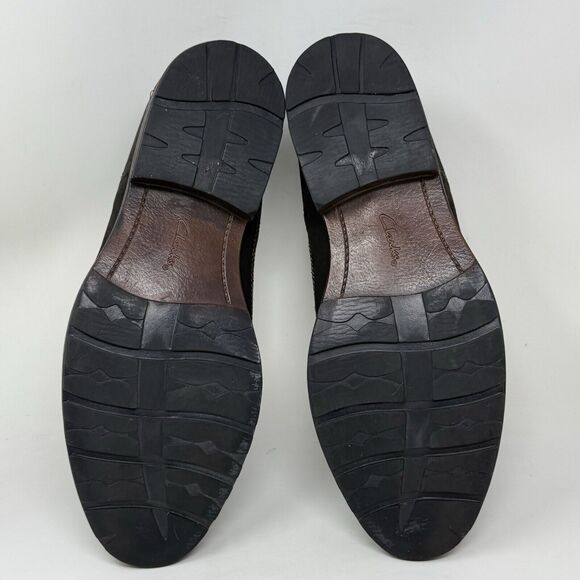 Clarks Denton Dane Derby Shoes Mens 10 M Brown Nubuck Leather Wingtip Oxford - Picture 13 of 15